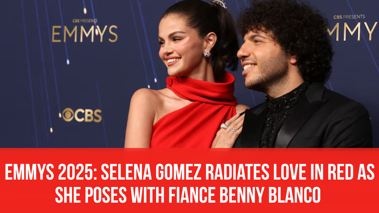 Emmys 2025 Selena Gomez radiates love in red as she poses with fiance
