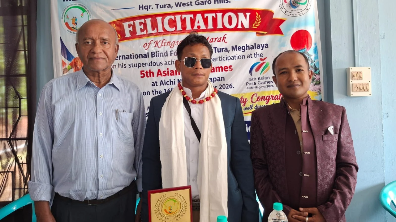 Meghalaya Blind Footballer Klingson D. Marak Honoured in Tura